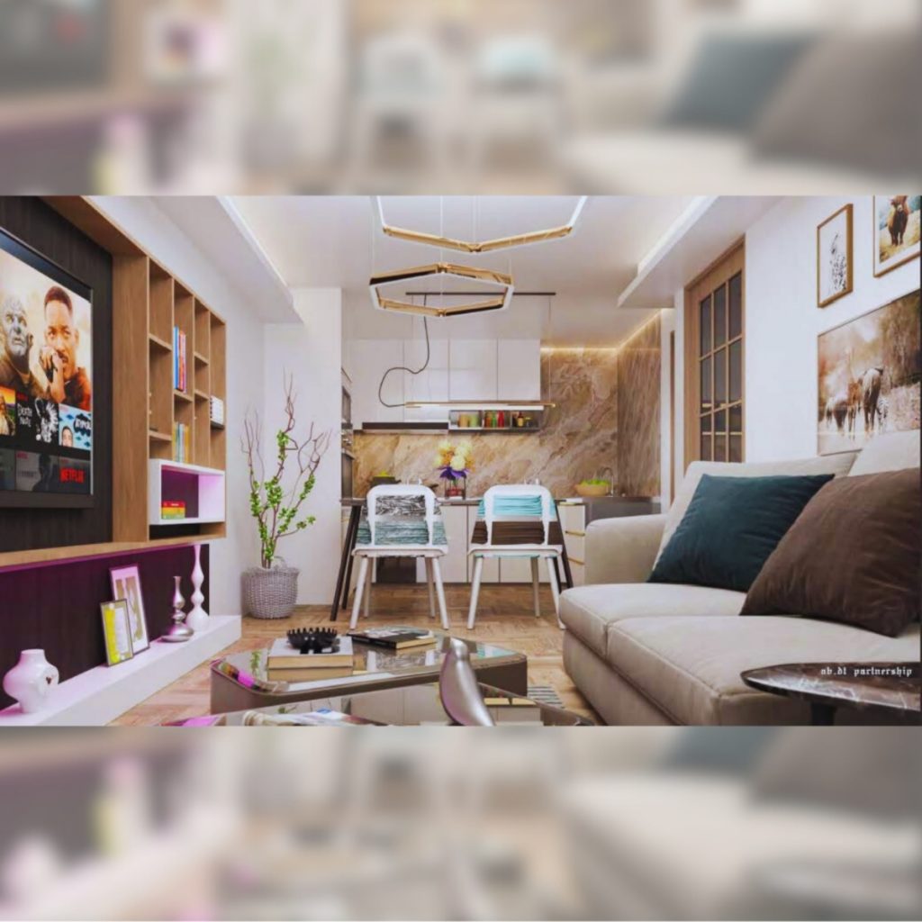 Modern living room with Lagos Lagoon view at The Jewel of Marina