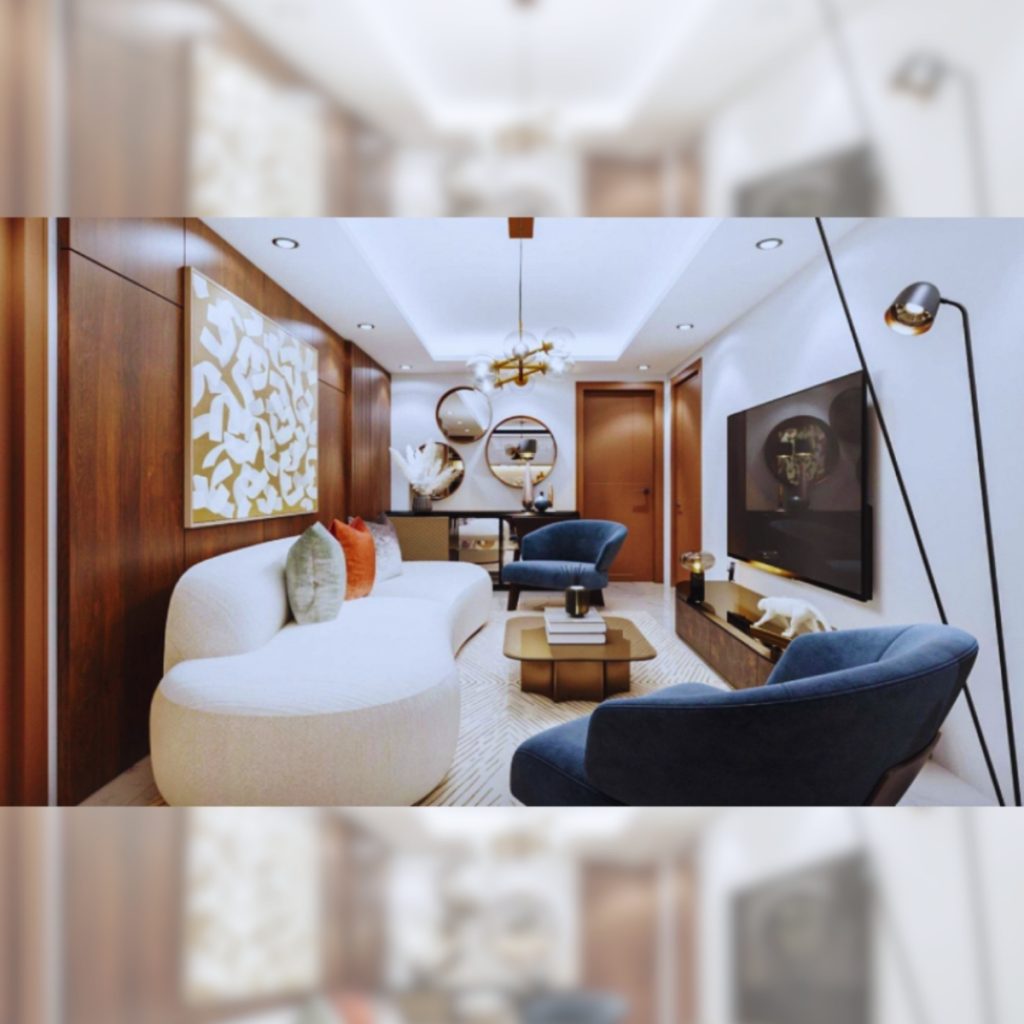 Modern living room with Lagos Lagoon view at The Jewel of Marina